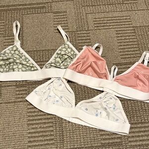 Floral Print Bralette Set - Green, Pink, White
